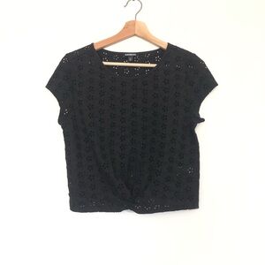 EUC Cute Express Black Eyelet Top Twist Waist